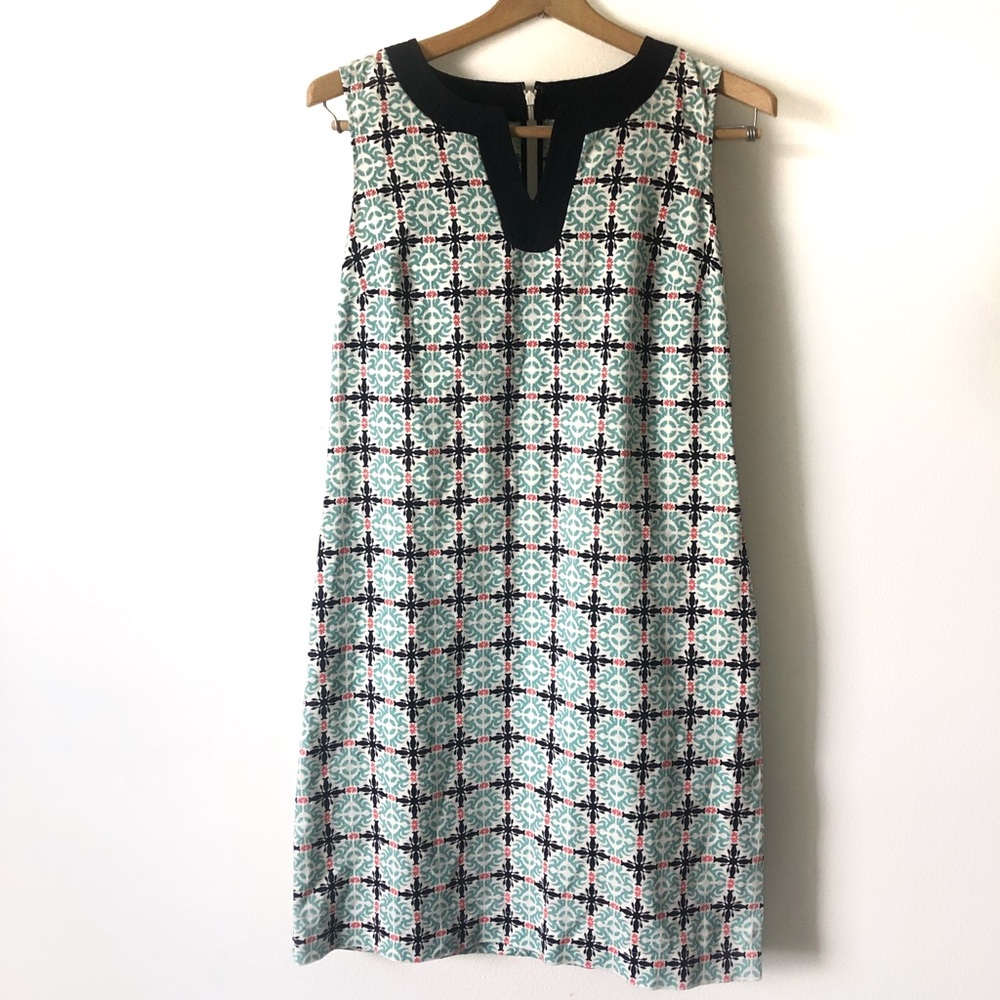 Talbots pattern linen shift dress sz 2 EUC pockets